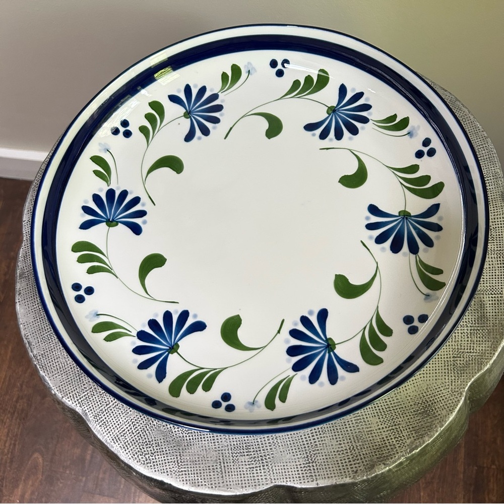 Dansk ~ Handpainted Floral Vintage Sage Song Deep 13” Round Platter - Picture 4 of 9
